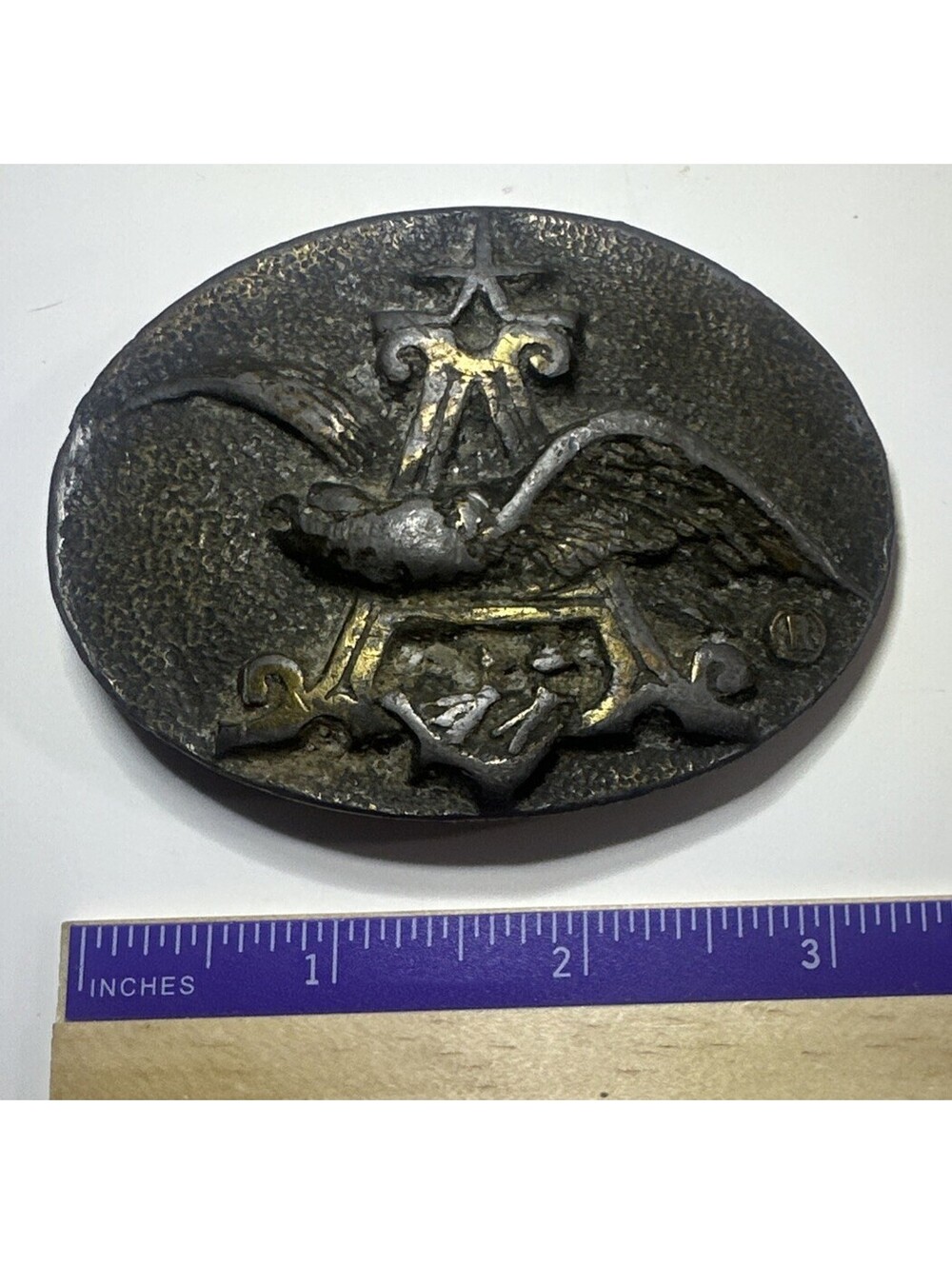 Vtg ANHEUSER BUSCH BELT BUCKLE P-168 CAST IRON EAGLE LOGO